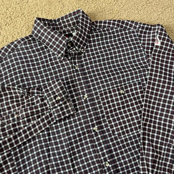 Bulwark FR Mens Blue Red Plaid Long Sleeve Work Shirt Size Medium - Picture 2 of 7